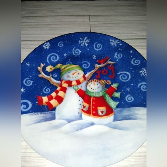 Gibson Debi Hron 2007 Plate 7 3/4" Snowman Joy - Picture 3 of 6